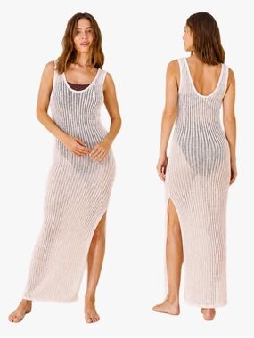 NWT Shade & Shore Open-Knit Maxi Swim Cover-Up Cream Women’s Size Large